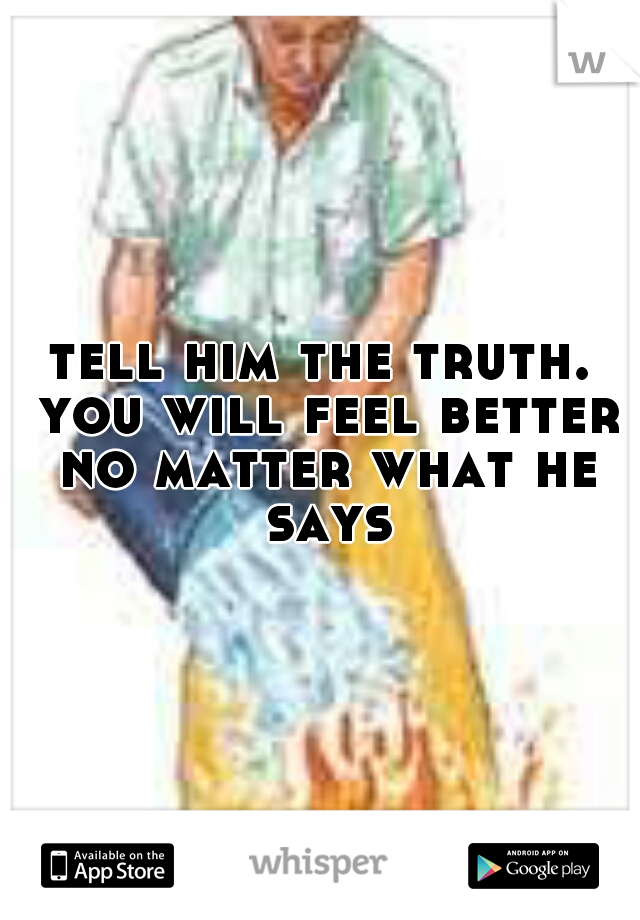 tell him the truth. you will feel better no matter what he says