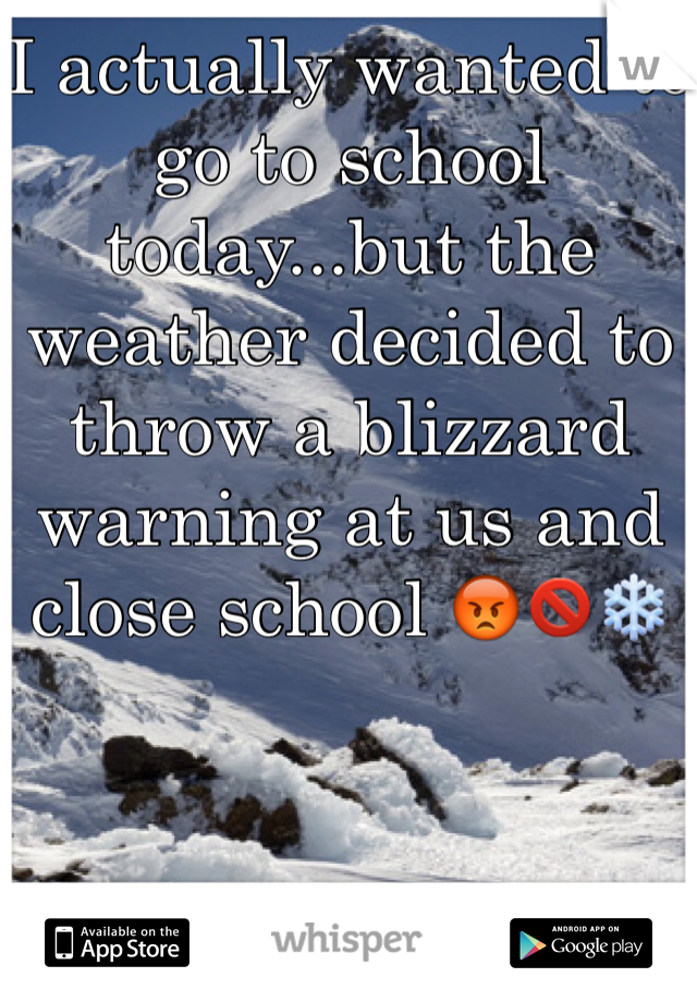 I actually wanted to go to school today...but the weather decided to throw a blizzard warning at us and close school 😡🚫❄️