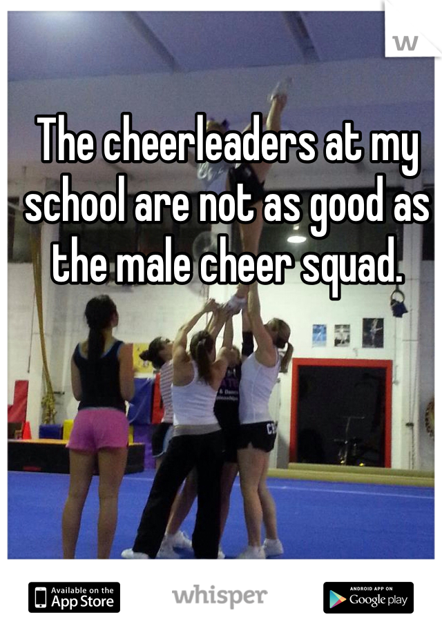 The cheerleaders at my school are not as good as the male cheer squad. 