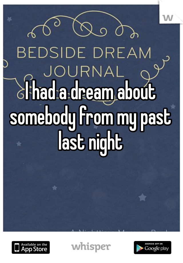 I had a dream about somebody from my past last night 