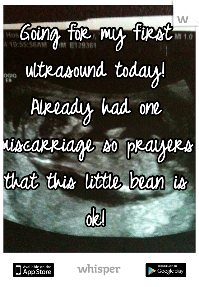 Going for my first ultrasound today! Already had one miscarriage so prayers that this little bean is ok!