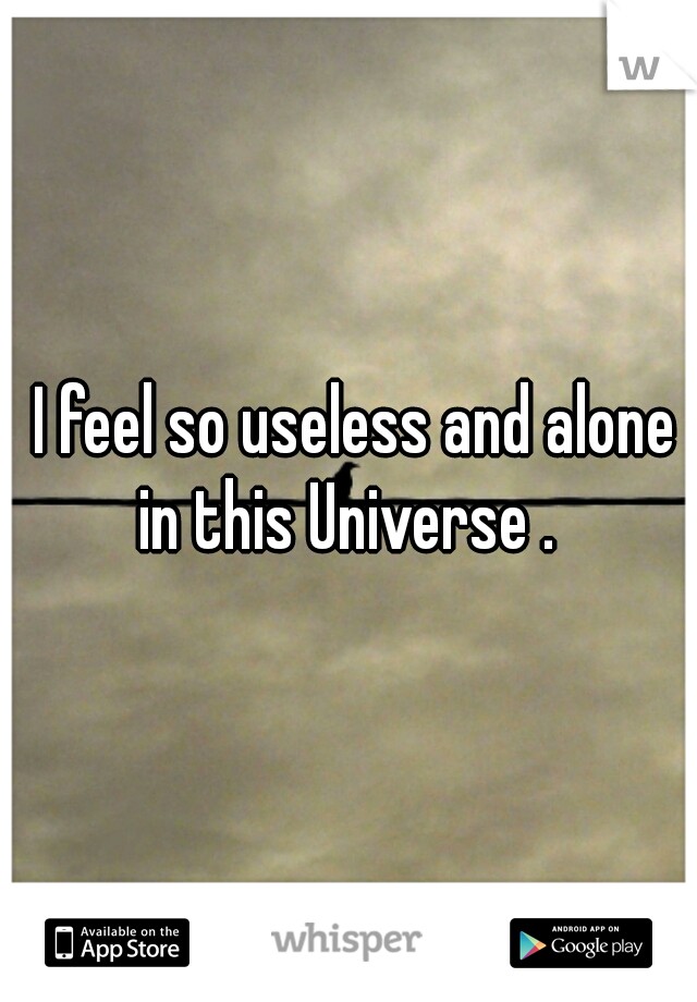  I feel so useless and alone in this Universe . 