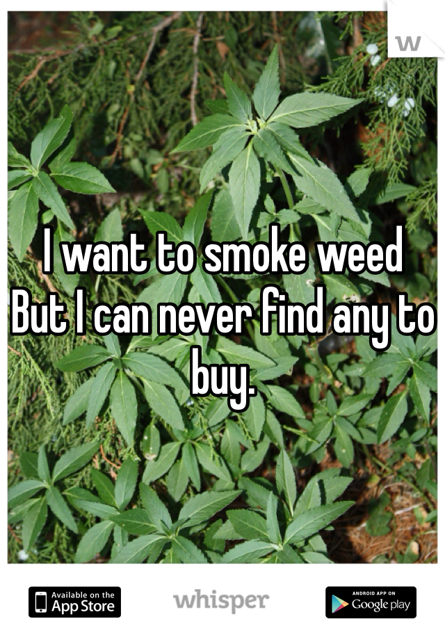 I want to smoke weed 
But I can never find any to buy. 