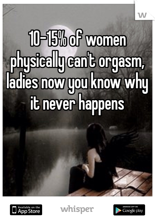 10-15% of women physically can't orgasm, ladies now you know why it never happens