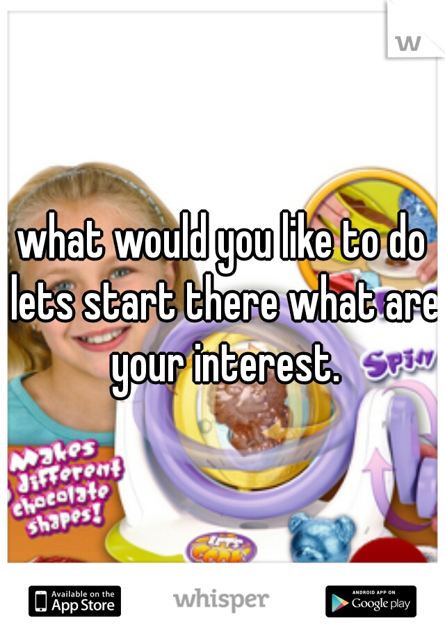 what would you like to do lets start there what are your interest.