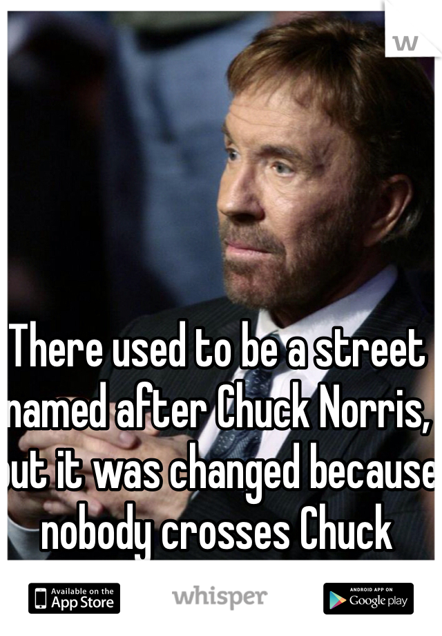 There used to be a street named after Chuck Norris, but it was changed because nobody crosses Chuck Norris and lives.