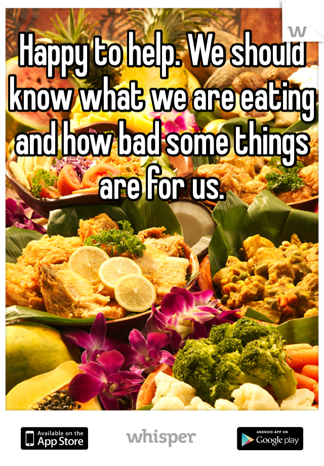 Happy to help. We should know what we are eating and how bad some things are for us. 