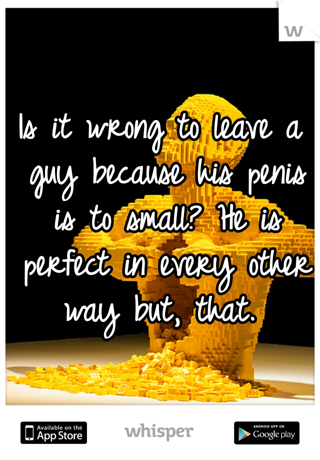 Is it wrong to leave a guy because his penis is to small? He is perfect in every other way but, that. 