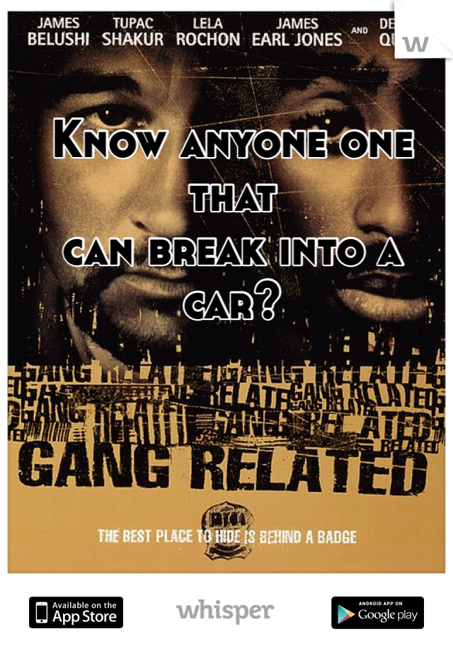 Know anyone one that 
can break into a car? 