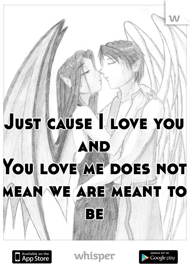 Just cause I love you and
You love me does not mean we are meant to be 