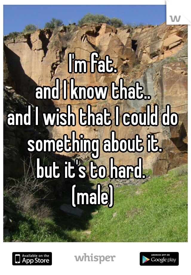 I'm fat.

and I know that..

and I wish that I could do something about it.

but it's to hard. 
(male)