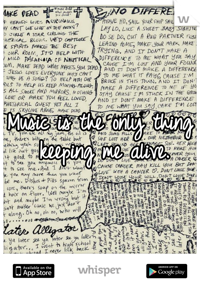 Music is the only thing keeping me alive.