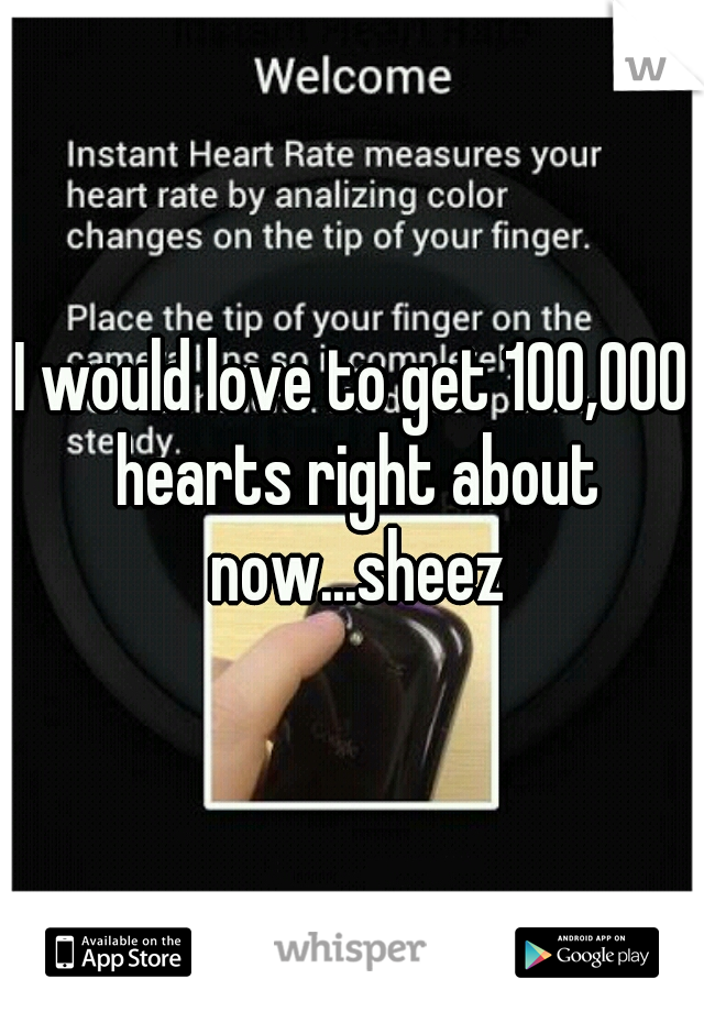 I would love to get 100,000 hearts right about now...sheez