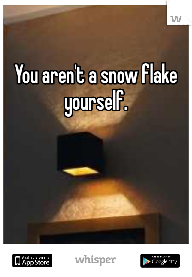 You aren't a snow flake yourself.