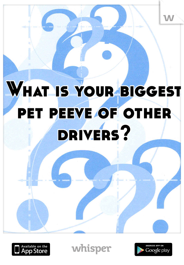 What is your biggest pet peeve of other drivers?