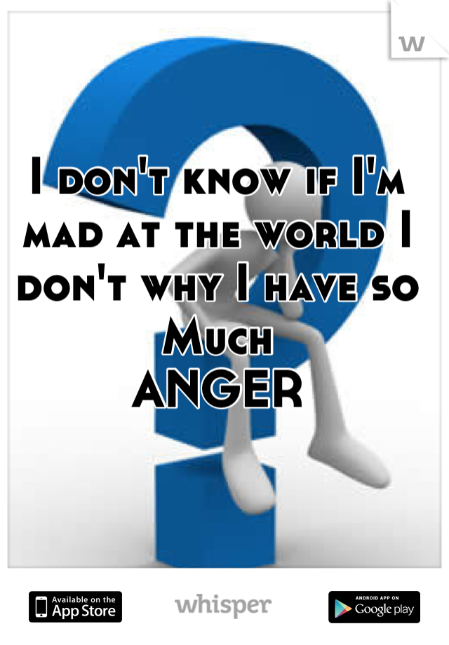 I don't know if I'm mad at the world I don't why I have so
Much 
ANGER