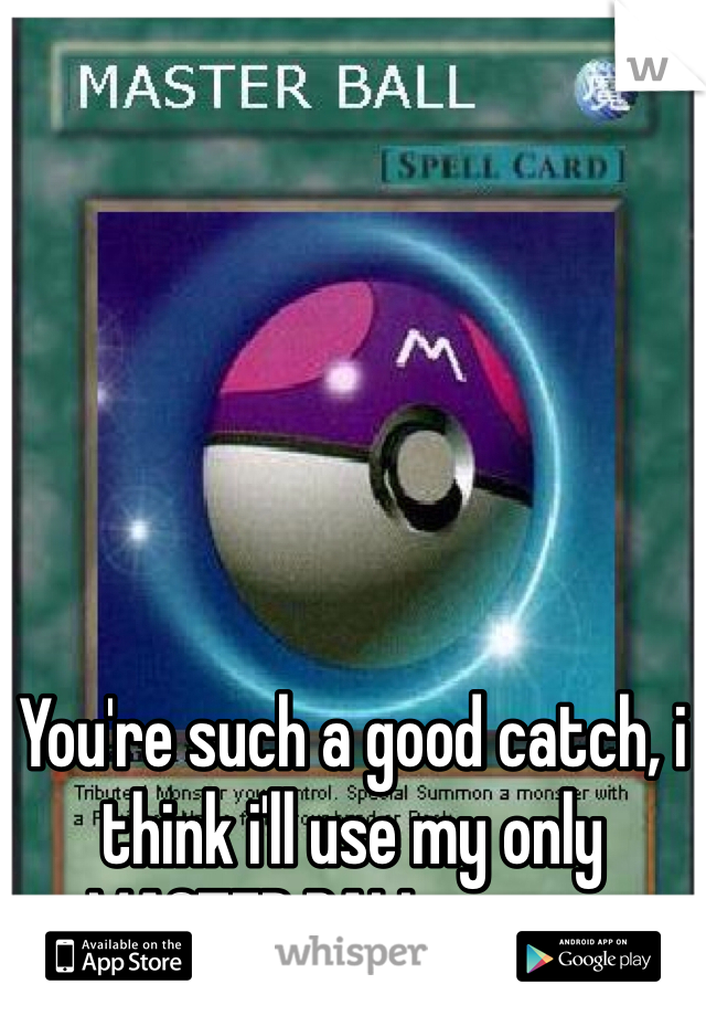 You're such a good catch, i think i'll use my only MASTER BALL on you.
