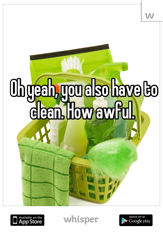 Oh yeah, you also have to clean. How awful. 