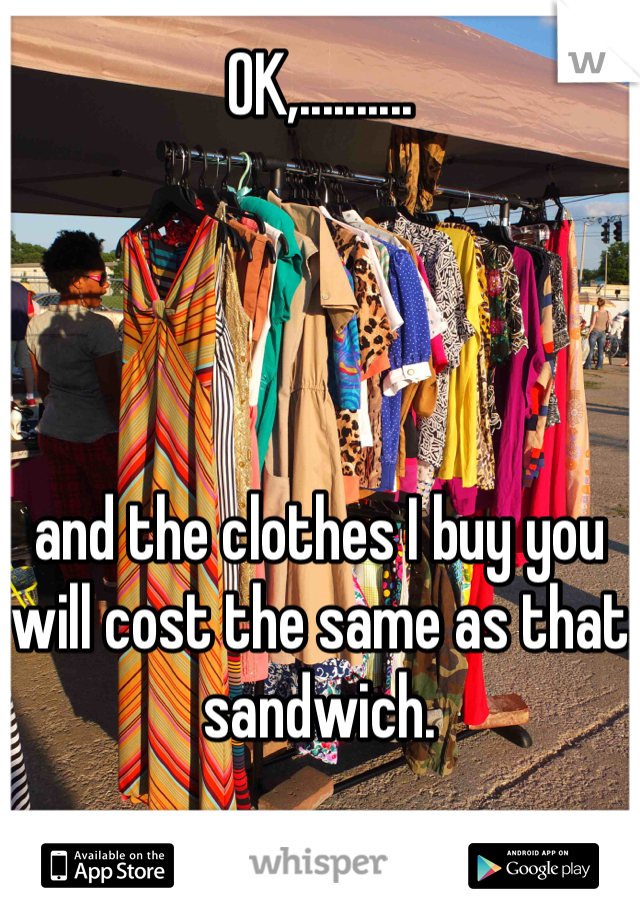 OK,..........




and the clothes I buy you will cost the same as that sandwich.