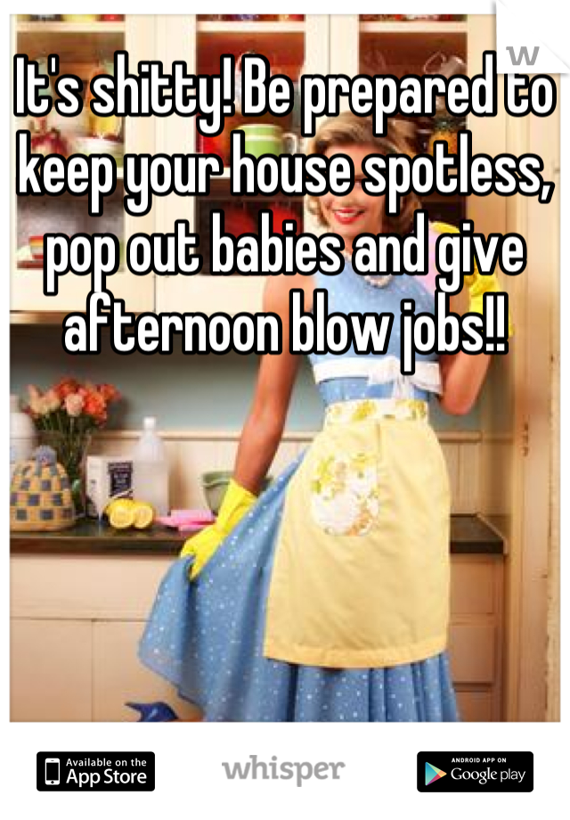 It's shitty! Be prepared to keep your house spotless, pop out babies and give afternoon blow jobs!!