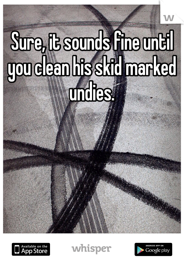 Sure, it sounds fine until you clean his skid marked undies. 