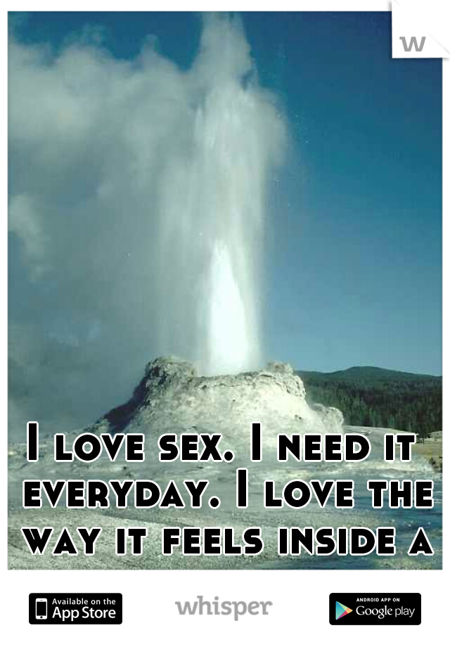 I love sex. I need it everyday. I love the way it feels inside a woman.