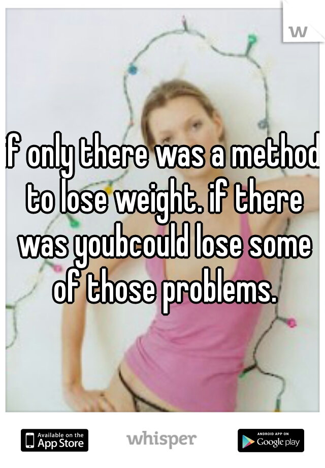 if only there was a method to lose weight. if there was youbcould lose some of those problems.