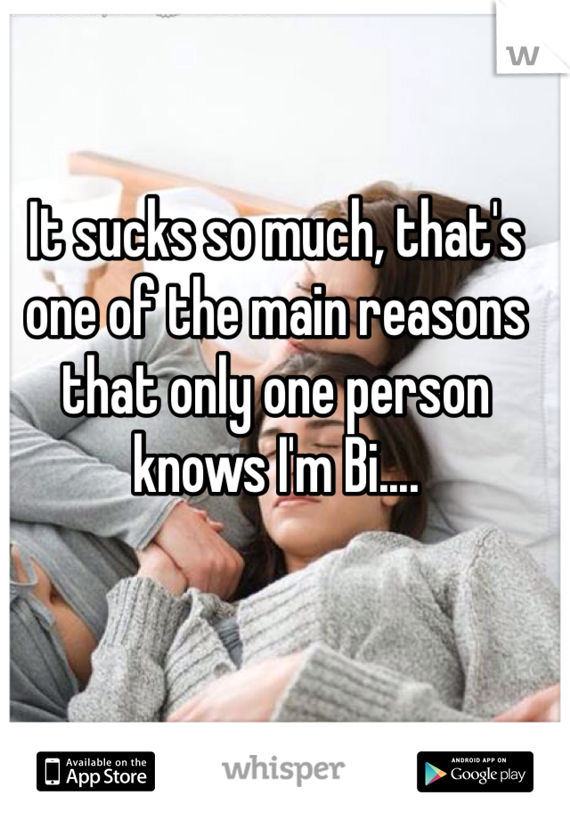 It sucks so much, that's one of the main reasons that only one person knows I'm Bi....