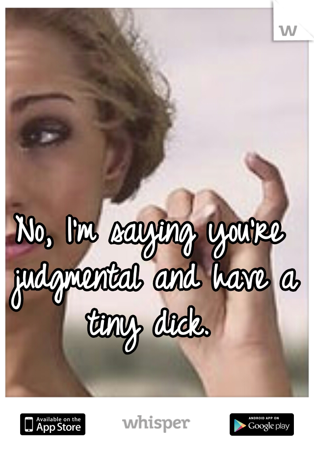 No, I'm saying you're judgmental and have a tiny dick. 