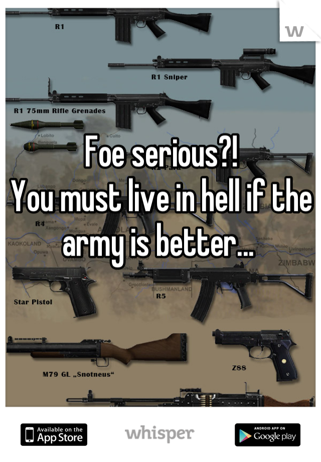 Foe serious?! 
You must live in hell if the army is better... 