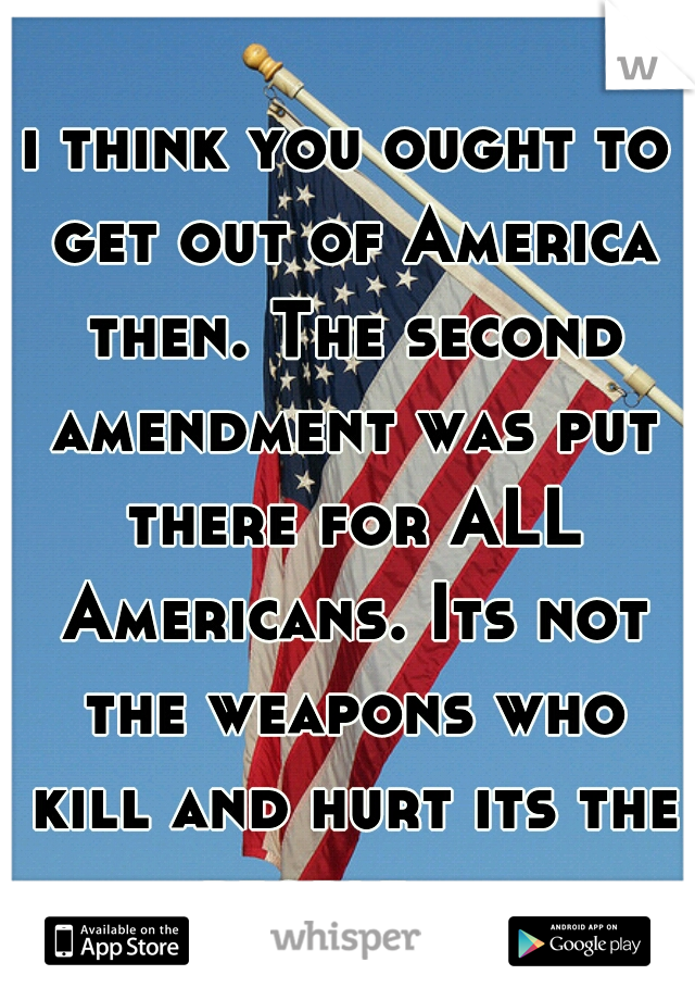 i think you ought to get out of America then. The second amendment was put there for ALL Americans. Its not the weapons who kill and hurt its the people...  