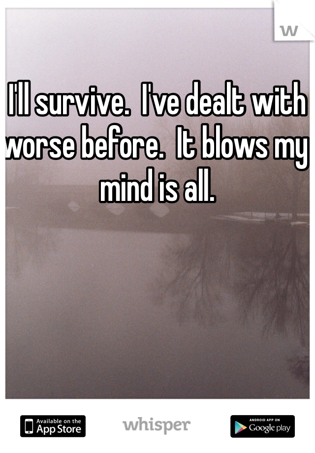 I'll survive.  I've dealt with worse before.  It blows my mind is all.  