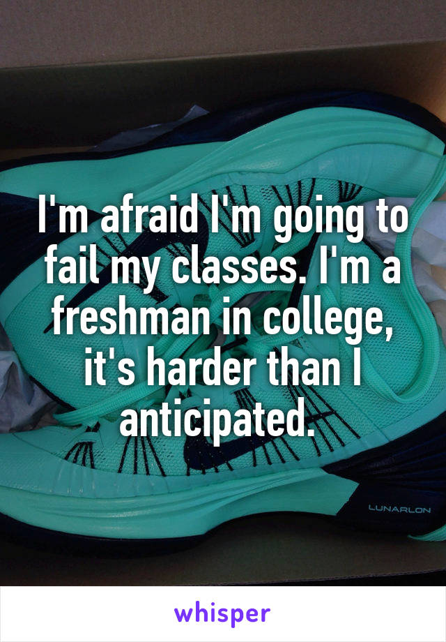 I'm afraid I'm going to fail my classes. I'm a freshman in college, it's harder than I anticipated. 