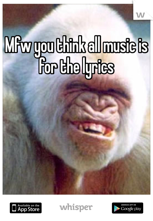 Mfw you think all music is for the lyrics