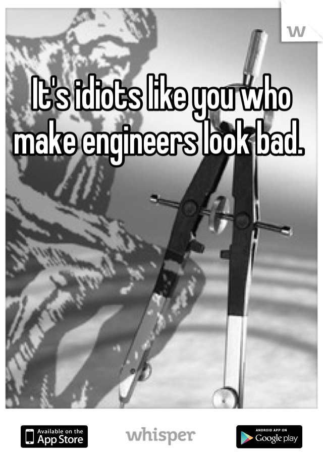 It's idiots like you who make engineers look bad. 