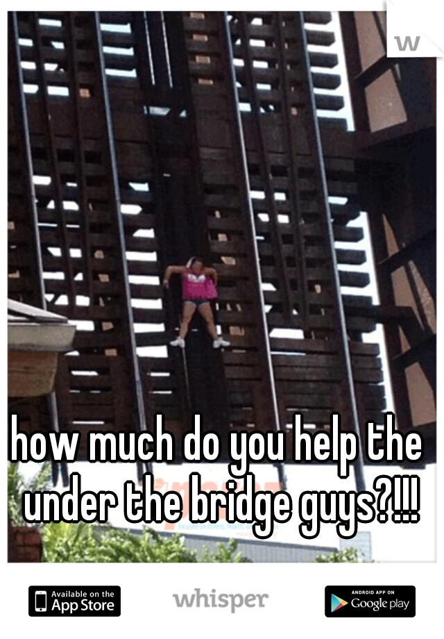 how much do you help the under the bridge guys?!!!