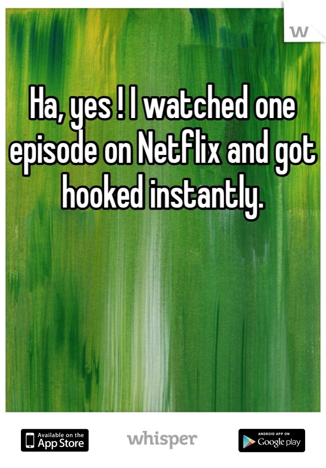 Ha, yes ! I watched one episode on Netflix and got hooked instantly. 