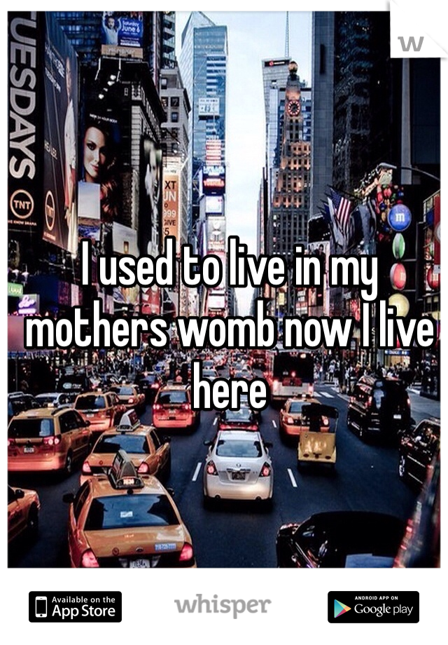 I used to live in my mothers womb now I live here