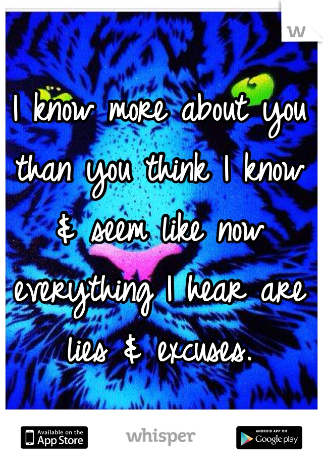 I know more about you than you think I know & seem like now everything I hear are lies & excuses. 