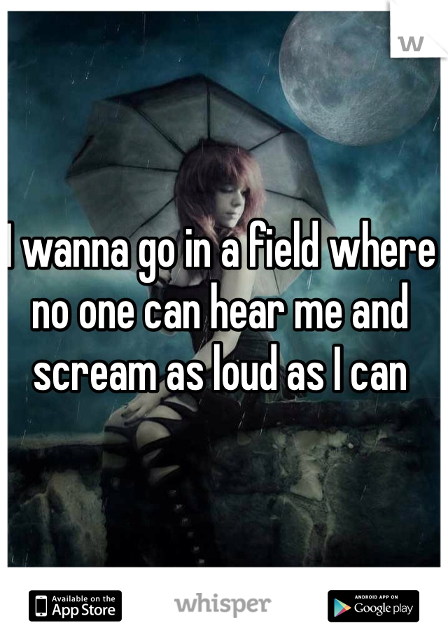 I wanna go in a field where no one can hear me and scream as loud as I can 