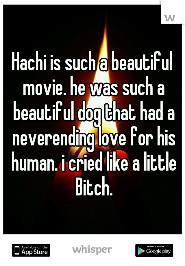 Hachi is such a beautiful movie. he was such a beautiful dog that had a neverending love for his human. i cried like a little Bitch.