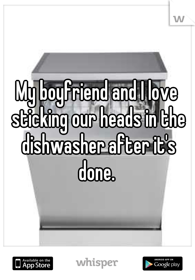 My boyfriend and I love sticking our heads in the dishwasher after it's done. 