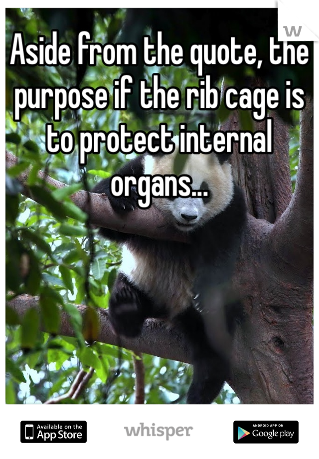 Aside from the quote, the purpose if the rib cage is to protect internal organs...