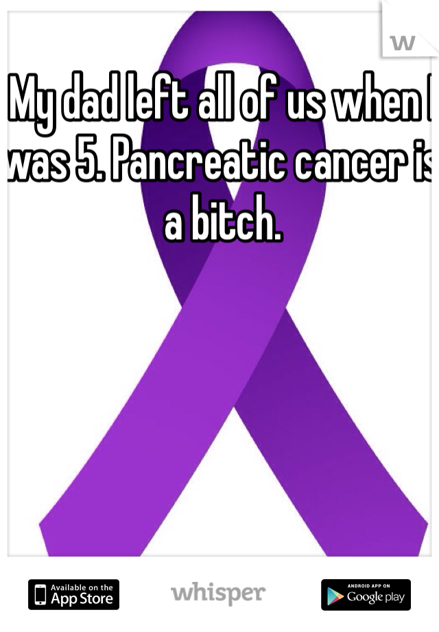 My dad left all of us when I was 5. Pancreatic cancer is a bitch.