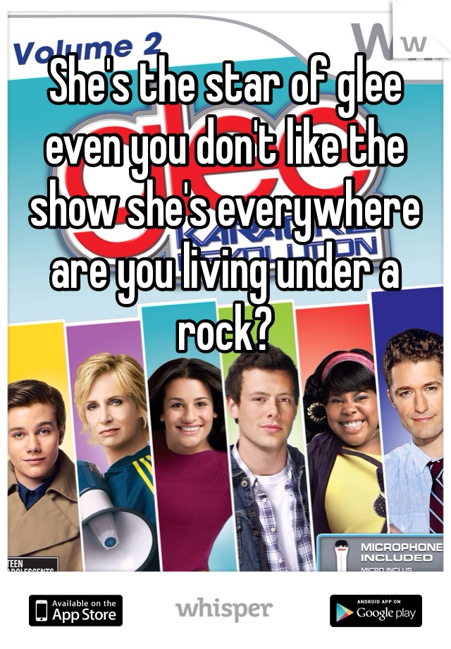 She's the star of glee even you don't like the show she's everywhere are you living under a rock?