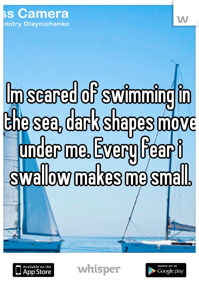 Im scared of swimming in the sea, dark shapes move under me. Every fear i swallow makes me small.