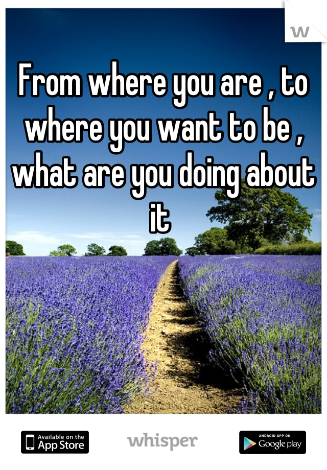 From where you are , to where you want to be , what are you doing about it 