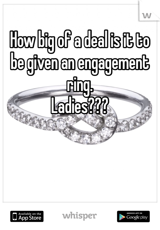 How big of a deal is it to be given an engagement ring. 
Ladies???
