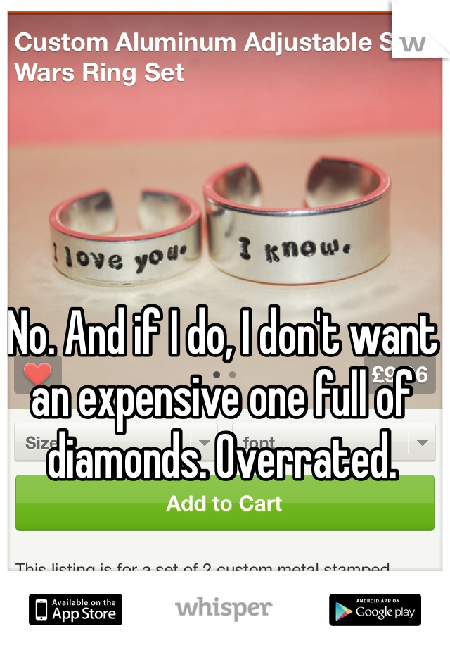 No. And if I do, I don't want an expensive one full of diamonds. Overrated. 
