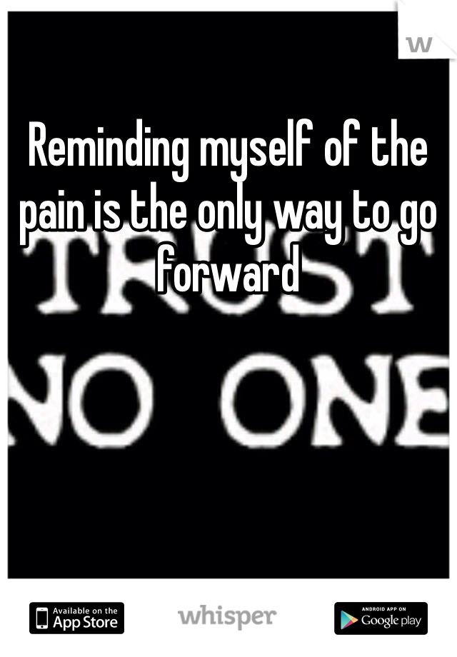 Reminding myself of the pain is the only way to go forward 